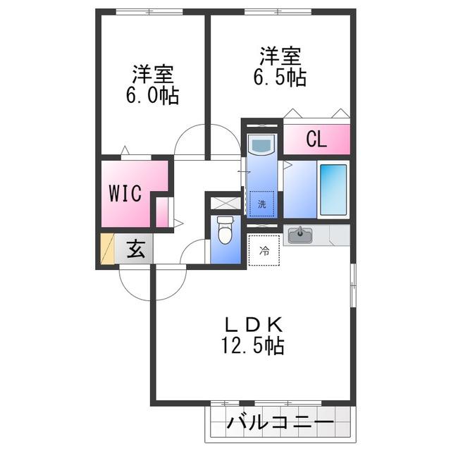 クローバーコート(2LDK/2階)の間取り写真