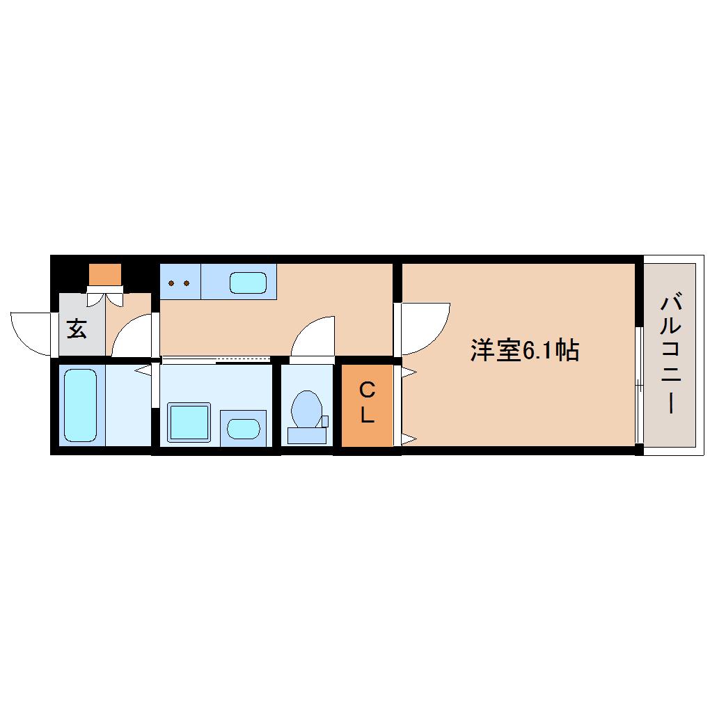 クレアール堺町I(1K/3階)の間取り写真