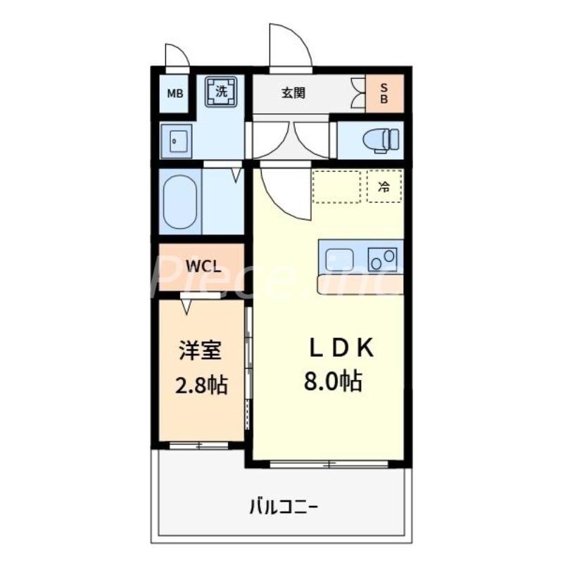 ラシーヌ瓦屋町(1LDK/4階)の間取り写真