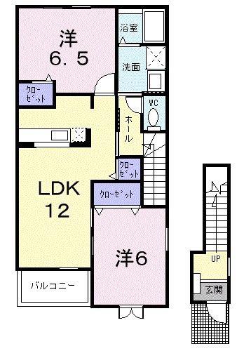 シャン・ド・フルール(2LDK/2階)の間取り写真