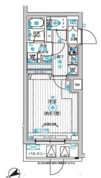 リライア西調布(1K/2階)の間取り写真