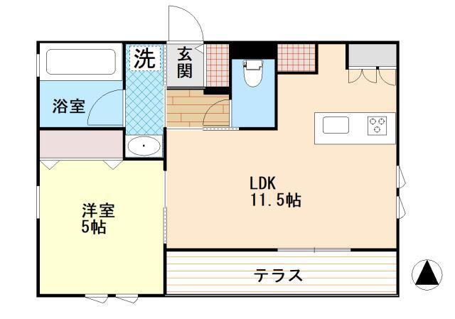 クーパーJ(1LDK/1階)の間取り写真