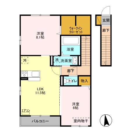 ルミエール木崎(2LDK/2階)の間取り写真