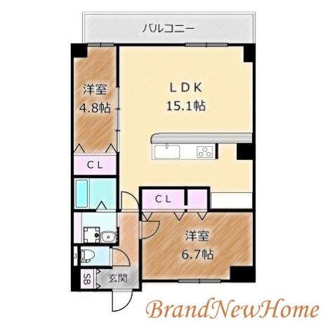 クリエ堺(2LDK/2階)の間取り写真