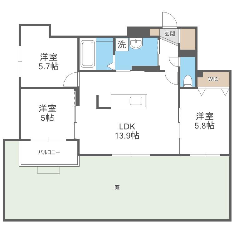 パーク農試館(3LDK/1階)の間取り写真