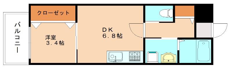 ギャラン竪町NEO(1DK/7階)の間取り写真