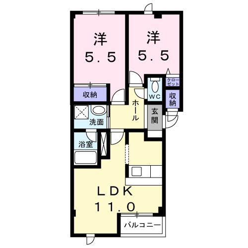 ノースドリーム(2LDK/1階)の間取り写真