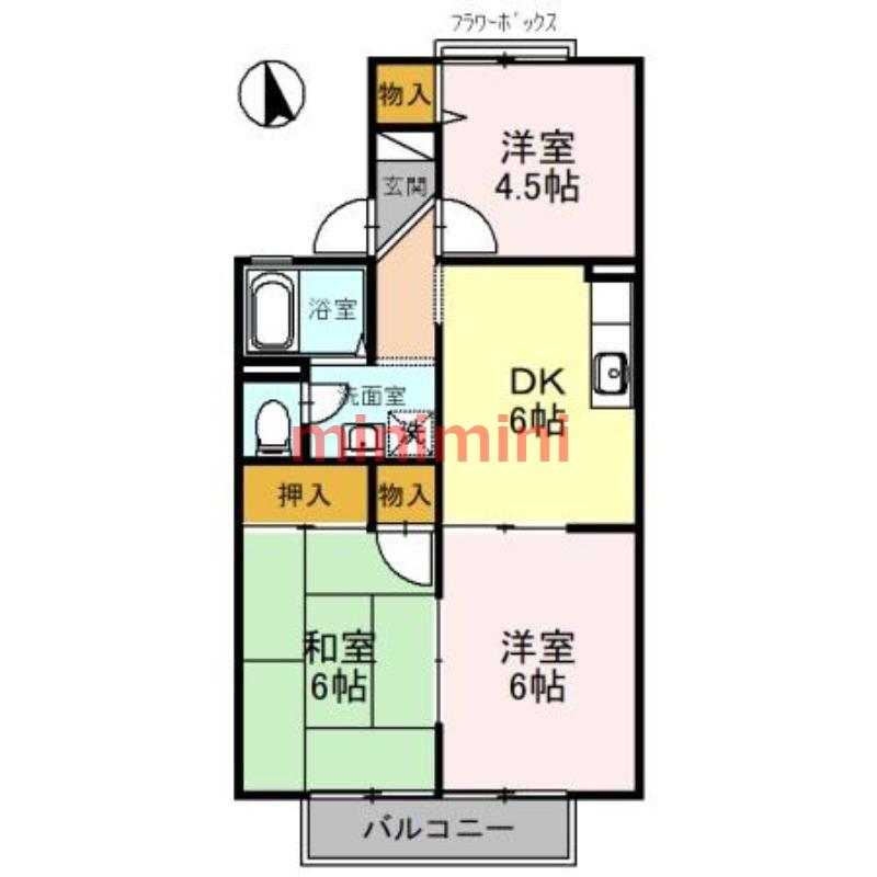 グレースハイムB棟(3DK/2階)の間取り写真