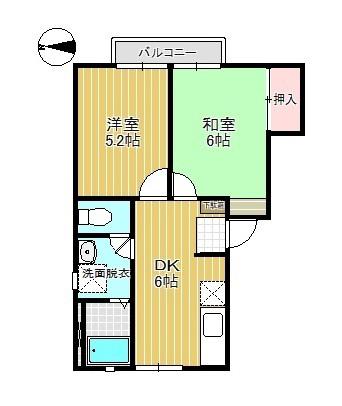 コーポあるぷす(2DK/2階)の間取り写真