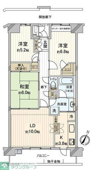 大宮中央パークホームズ(3LDK/6階)の間取り写真