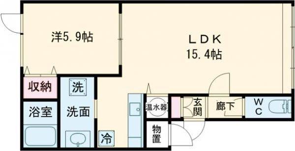 ノースコンフォート(1LDK/1階)の間取り写真