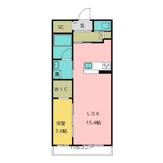 ES GARDEN(1LDK/2階)の間取り写真