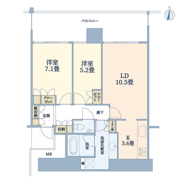 M.M.TOWERS THE ウエスト(2LDK/8階)の間取り写真