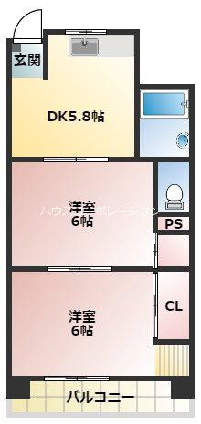 リアライズ猪名寺(2DK/4階)の間取り写真