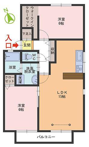グランドールTN(2LDK/1階)の間取り写真