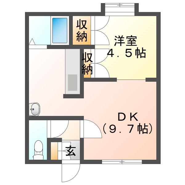 レインボーハウス沼ノ端NO.14(1DK/1階)の間取り写真