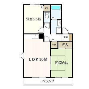 エルミタージュKUBOTA(2LDK/1階)の間取り写真
