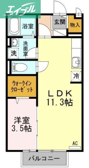 アネシス(1LDK/2階)の間取り写真