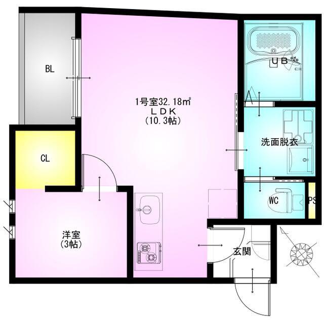 REGALEST狭山(1LDK/3階)の間取り写真