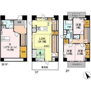 密柑山レジデンス(3SLDK/B1階)の間取り写真