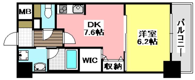 ソラージュ茨木(1DK/7階)の間取り写真