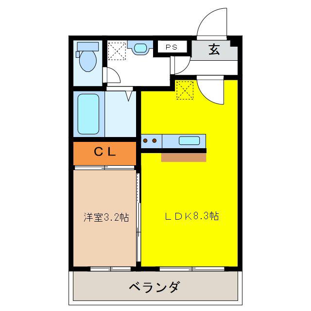 エル・フローラ南俣(1LDK/1階)の間取り写真