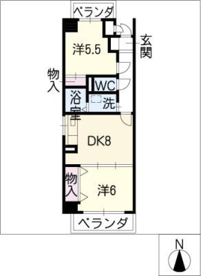 シュケル栄(2DK/7階)の間取り写真