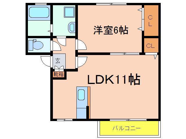 ウィルモア今泉A(1LDK/2階)の間取り写真
