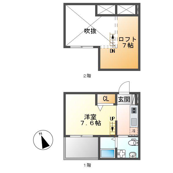 HAUS RUHE 高畑(1K/1階)の間取り写真