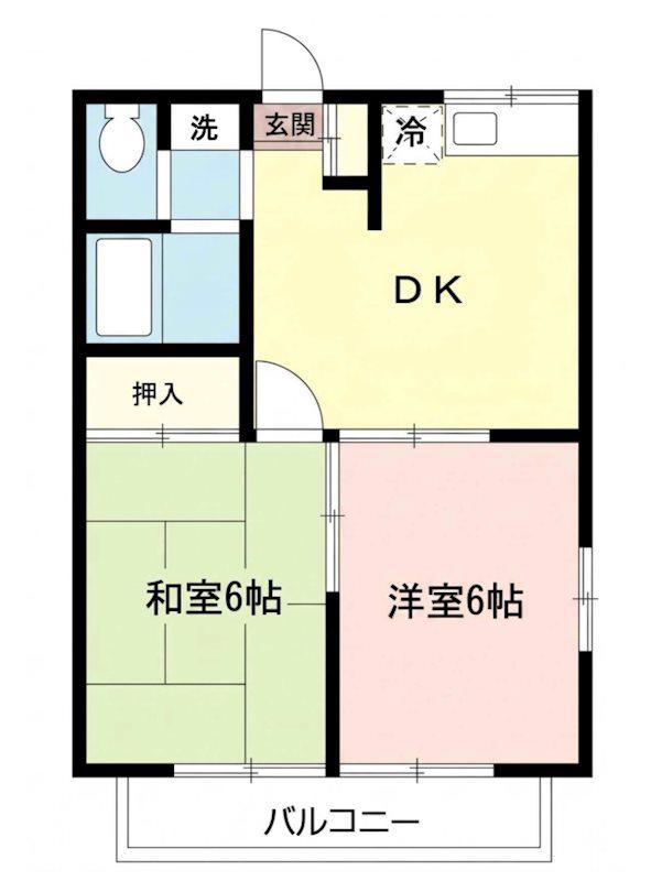 エステートピア東浦和(2DK/2階)の間取り写真