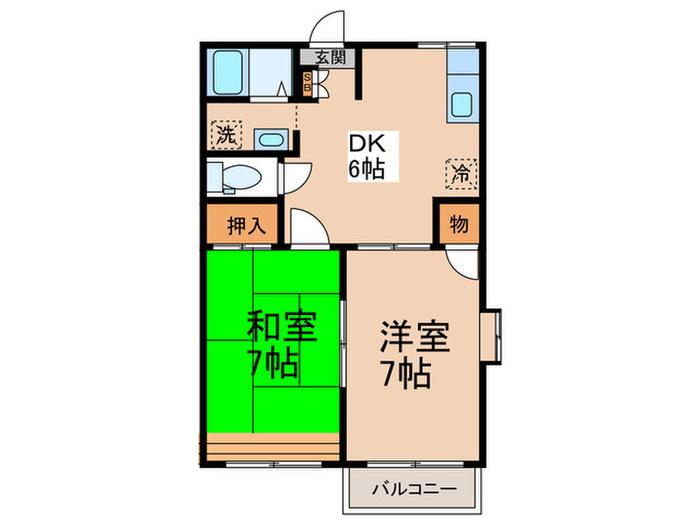 メープルM(2DK/2階)の間取り写真