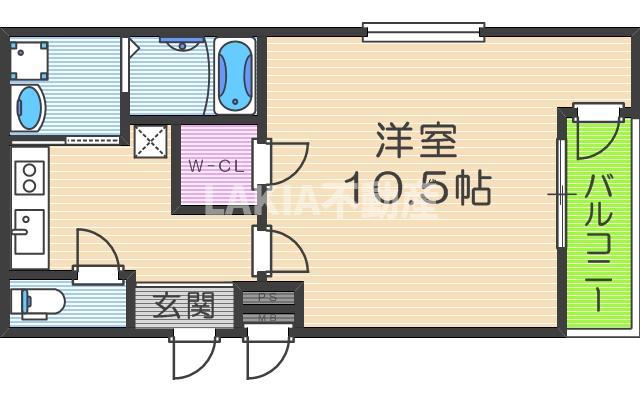 フジパレス今川イースト(1K/1階)の間取り写真