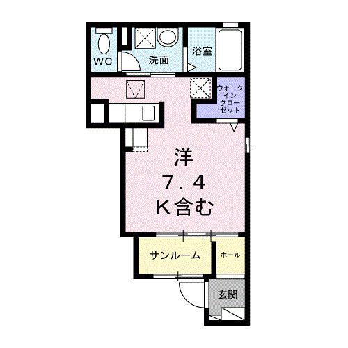 エルノア(ワンルーム/1階)の間取り写真