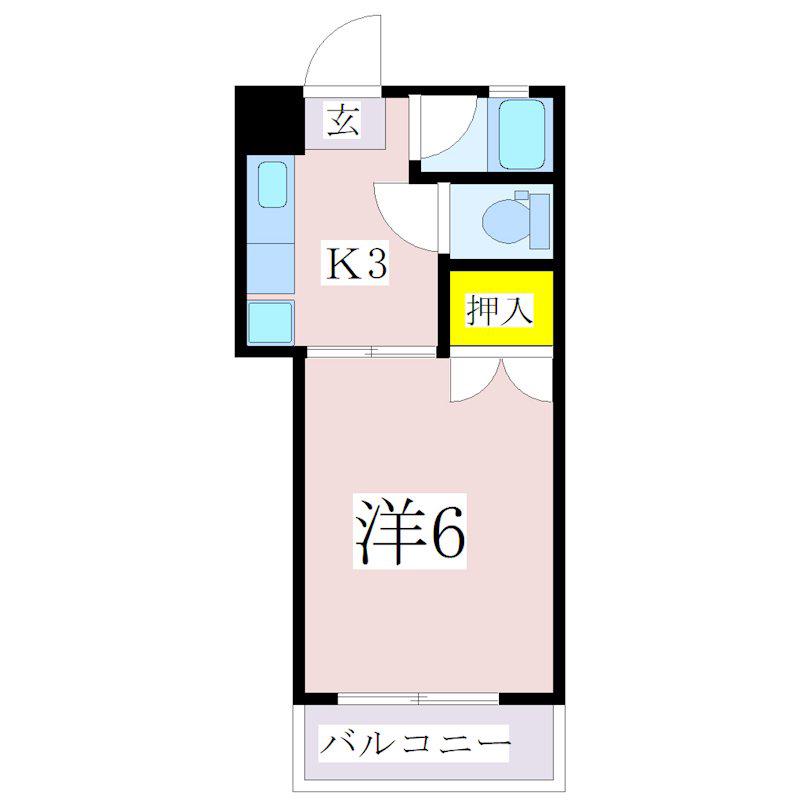 M&Mビル(1K/3階)の間取り写真