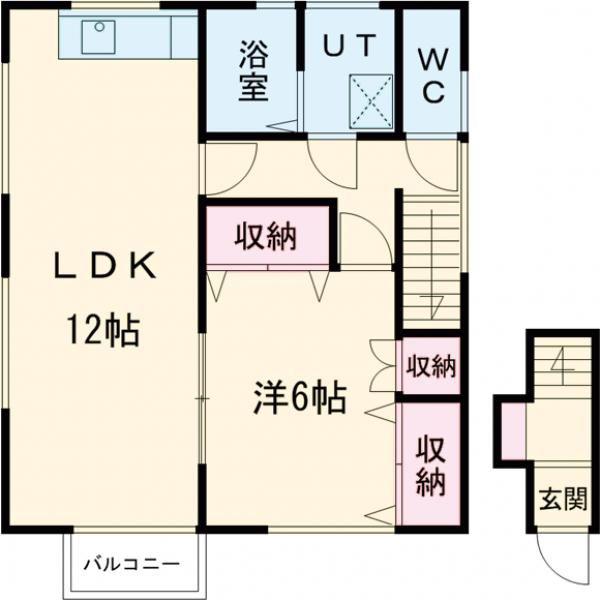 MSS今泉 離れ(1LDK/2階)の間取り写真