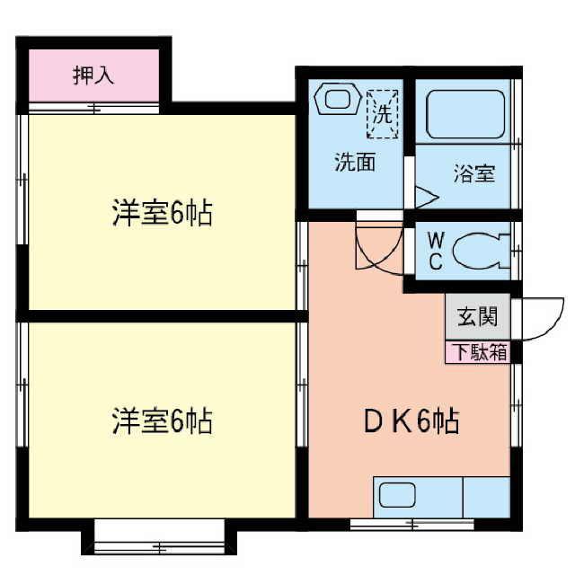 サンヒルズ町田(2DK/1階)の間取り写真