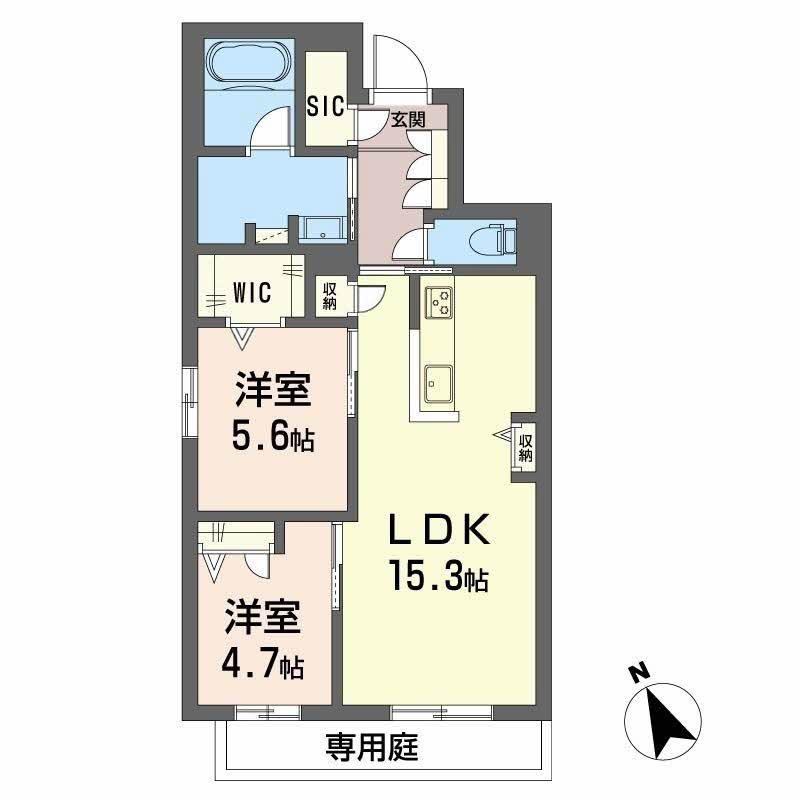 LA MAISON CALME(2LDK/1階)の間取り写真