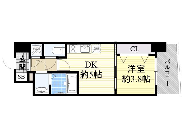 セレニテ京橋クレア(1DK/3階)の間取り写真