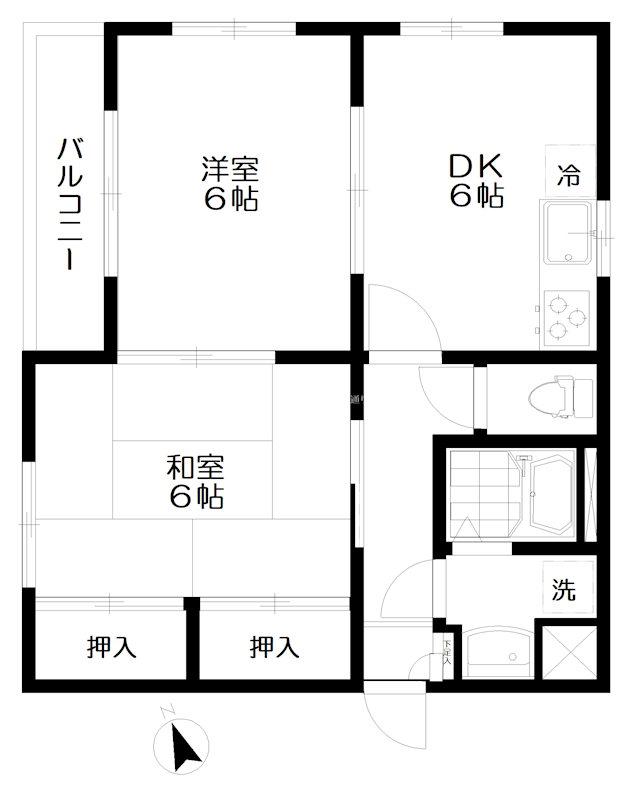 プラネックス谷内(2DK/1階)の間取り写真