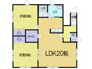 ハピネスB棟(2LDK/1階)の間取り写真