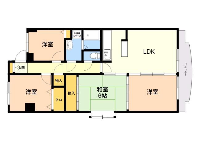 パレドーレ春日(3LDK/3階)の間取り写真