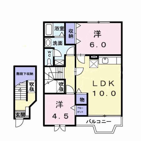 グランツ・マルシバ2(2LDK/2階)の間取り写真