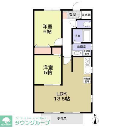 キャッスル本庄B棟(2LDK/1階)の間取り写真