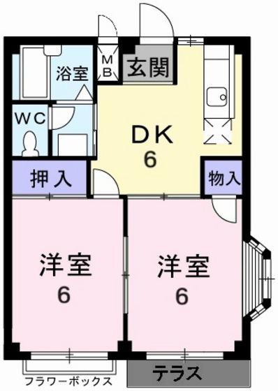 エルディム広田(2DK/1階)の間取り写真