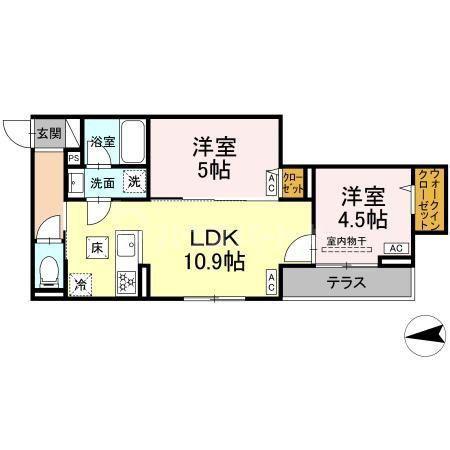セレスティア六町IV(2LDK/3階)の間取り写真
