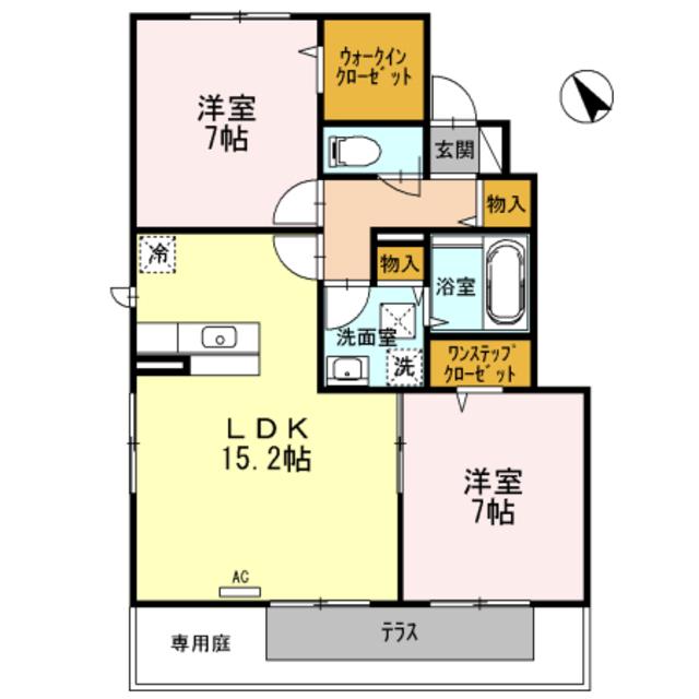 オークブレスII(2LDK/1階)の間取り写真