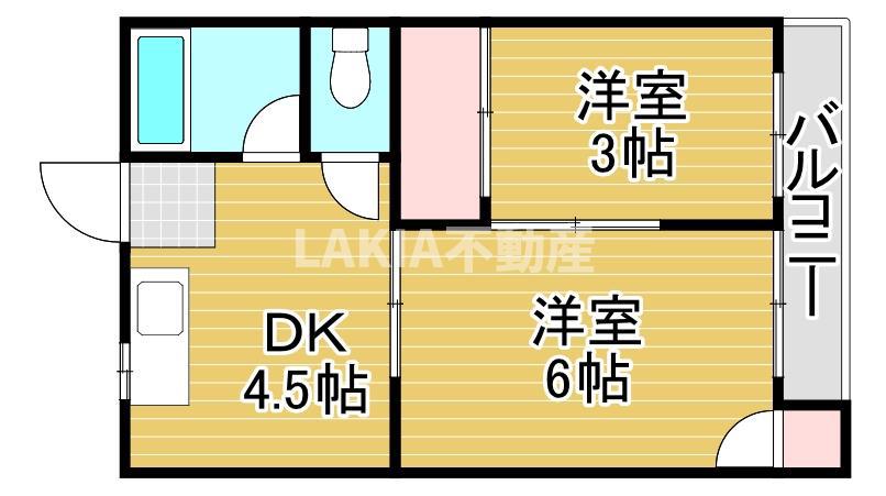 第3源氏之荘(2DK/3階)の間取り写真