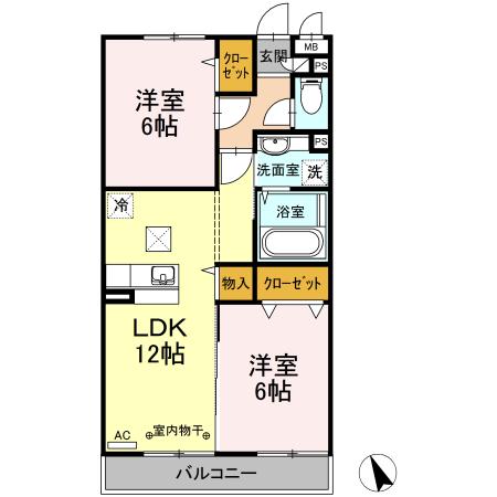 グランドソレイユ(2LDK/3階)の間取り写真