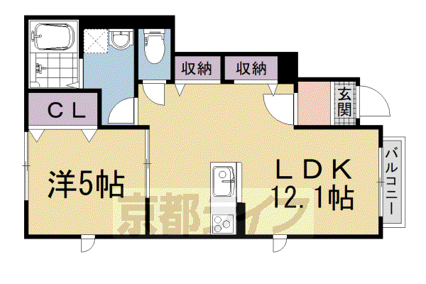 DUO SOLEIL 一乗寺(1LDK/1階)の間取り写真