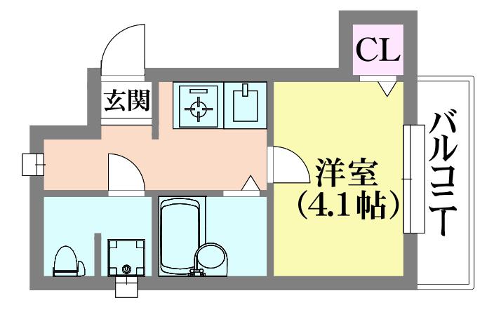 テスラ長田(1K/2階)の間取り写真